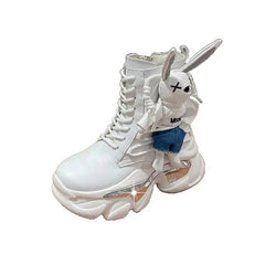 Decorated With Rabbit With Zipper And Laces Boots