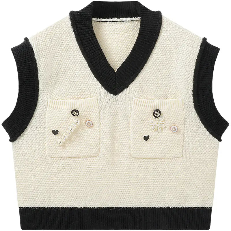 Decorative Buttons Knitted Vest