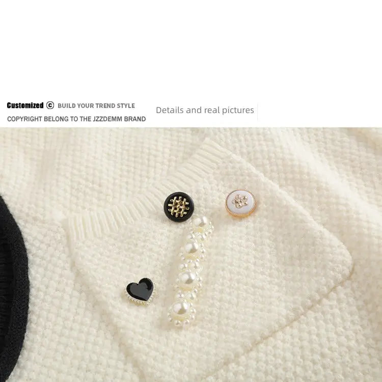 Decorative Buttons Knitted Vest with V Collar
