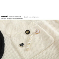 Decorative Buttons Knitted Vest with V Collar