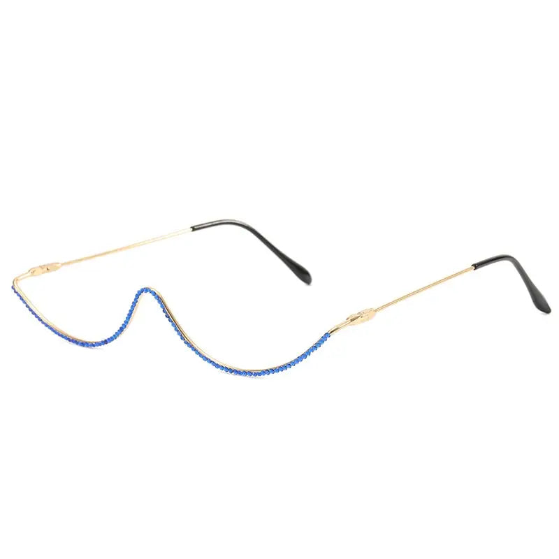 Decorative Metal Half Frame Glasses for Men and Women Blue