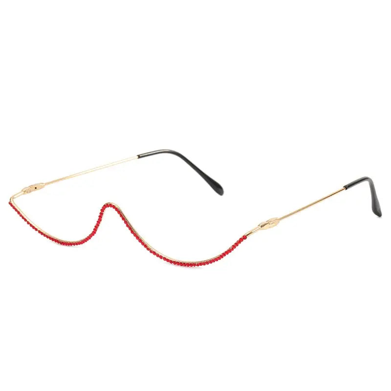 Decorative Metal Half Frame Glasses for Men and Women Red