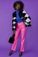 Delilah Black White Faux Fur Jacket - S-M / Acrylic