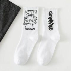 Demon Face Socks - White / One Size