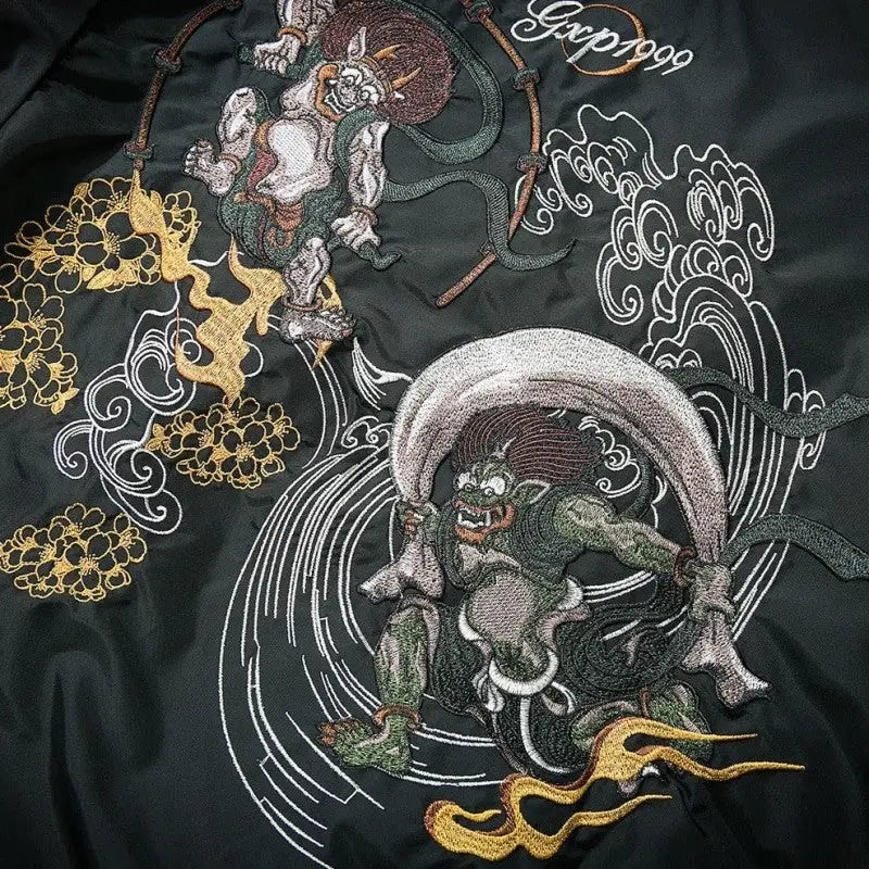 Demon Fight Japanese Embroidered Bomber Jacket
