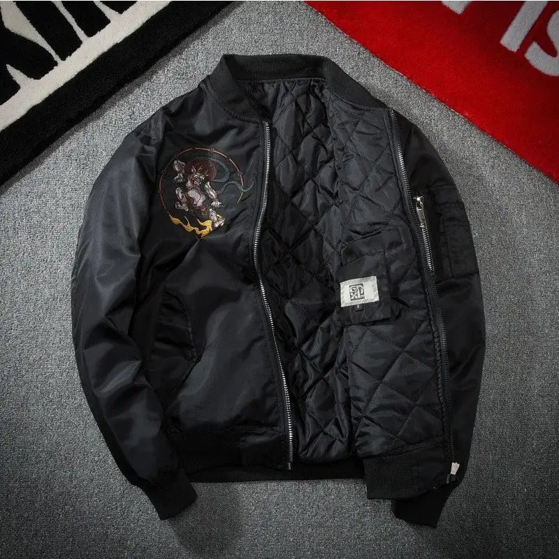Demon Fight Japanese Embroidered Bomber Jacket