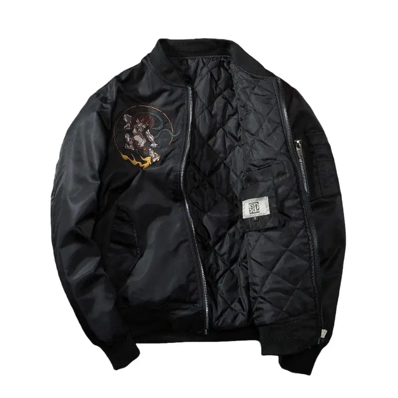 Demon Fight Japanese Embroidered Bomber Jacket