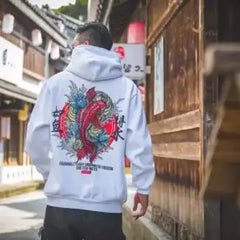 Demon Koi Fish Hoodie - White / S - Hoodies