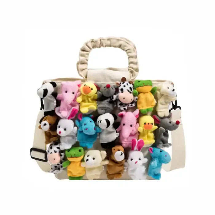 Denim Bucket Cartoon Toy Decoration Handbag - White