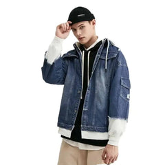 Denim Fake Two Pieces Jacket for Casual Wear