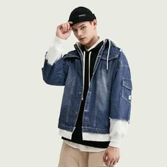 Denim Fake Two Pieces Jacket for Casual Wear
