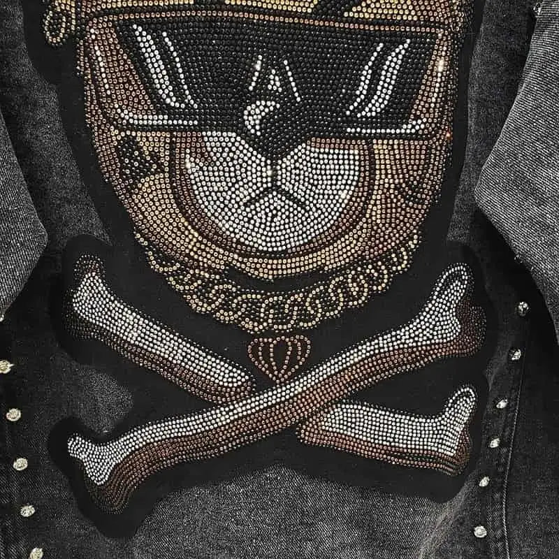 Denim Jacket Diamon Cute Bear Style