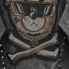 Denim Jacket Diamon Cute Bear Style