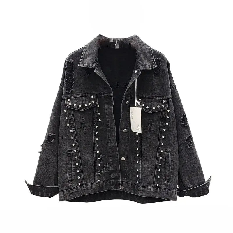 Denim Jacket Diamon Cute Bear Style