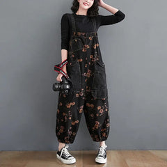 Denim Loose Jeans Black Jumpsuit Overall for Women