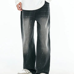 Denim Loose Straight Tube Pants for Men Black / M