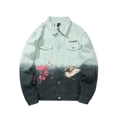Denim Oversized Gradient Color Jacket for Men and Women