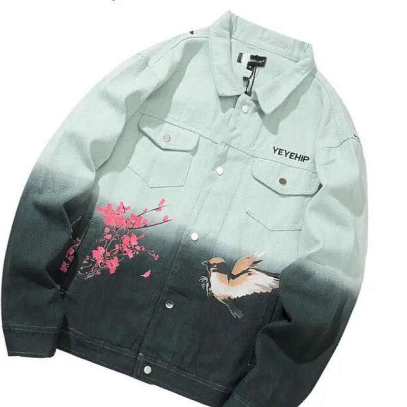 Denim Oversized Gradient Color Jacket for Men and Women