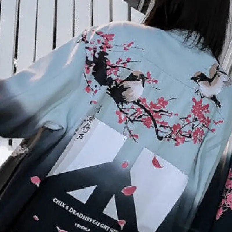 Denim Oversized Gradient Color Jacket for Men and Women