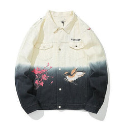 Denim Oversized Gradient Color Jacket - White / S - Jackets