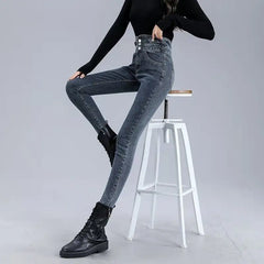 Denim Skinny High Waist Pencil Winter Pants