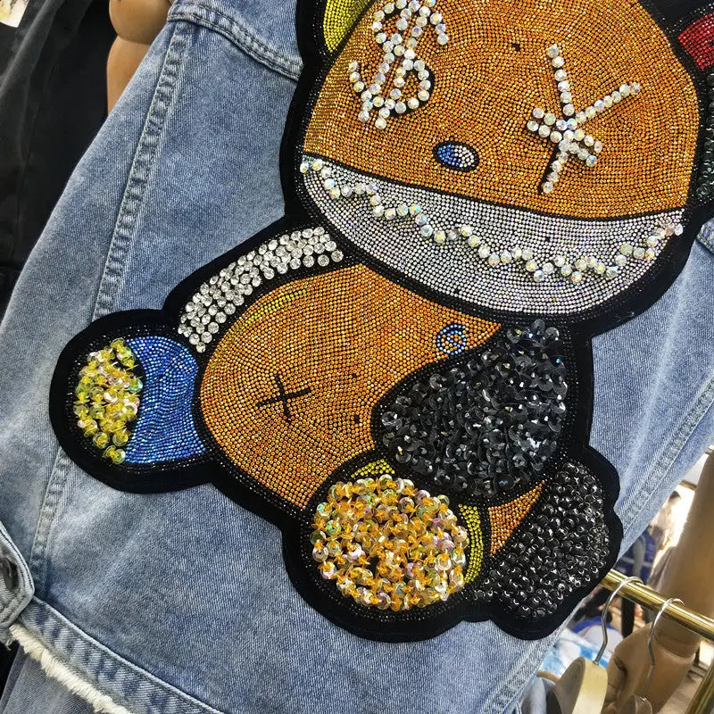 Denim Vest Diamond Bear Aesthetic Kawaii Style