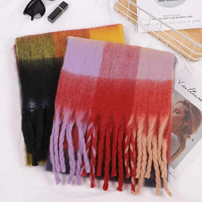 Colorful Plaid Pashmina Scarf