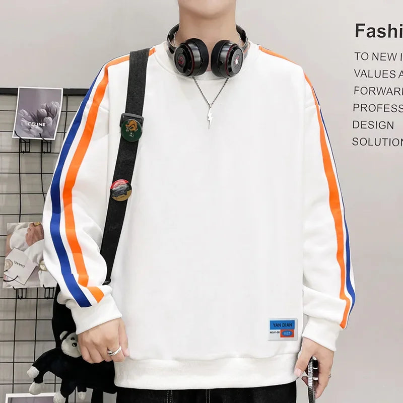 OEIN Round Neck Striped Long Sleeve Sweatshirts