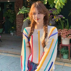Colorful Tassels Round Neck Long Sleeve Sweater