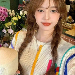 Colorful Tassels Round Neck Long Sleeve Sweater