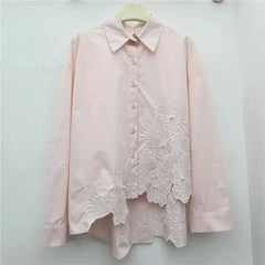 Vintage Embroidery Loose Stitched Long Sleeve Shirt
