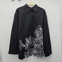 Vintage Embroidery Loose Stitched Long Sleeve Shirt