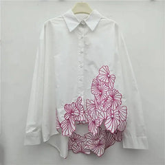 Vintage Embroidery Loose Stitched Long Sleeve Shirt