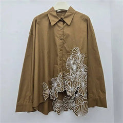 Vintage Embroidery Loose Stitched Long Sleeve Shirt
