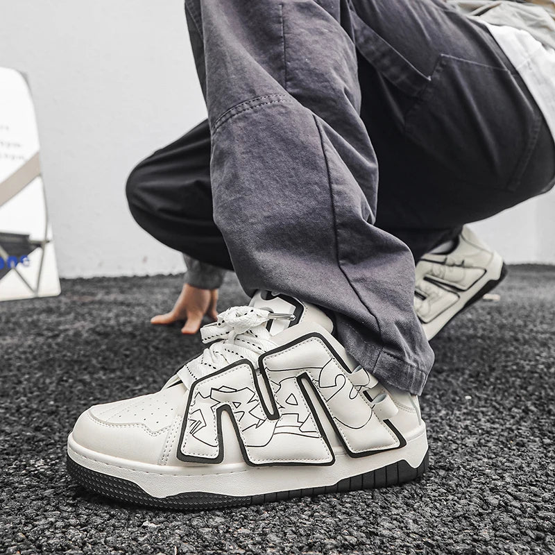 Skateboard Chunky Lace Up Non Slip Sneakers