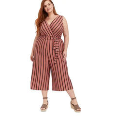 Diagonal Striped Jumpsuit Pants