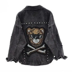 Diamon Cute Bear Denim Jackets