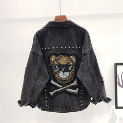 Diamon Cute Bear Denim Jackets