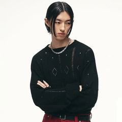 Diamond Hole Hollow Light Long Sleeve Sweater