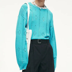 Diamond Hole Hollow Light Long Sleeve Sweater