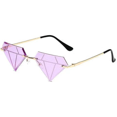 Diamond Shape Sunglasses - Light Purple / One Size