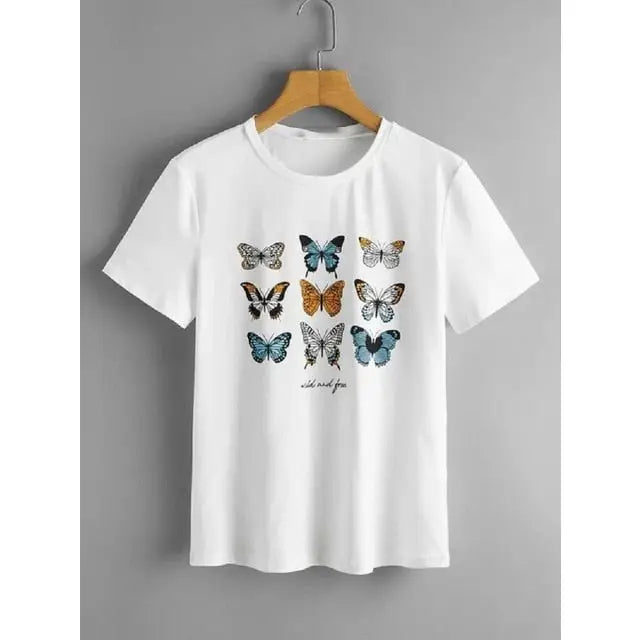 Different Color Butterfly T-Shirt - Clear / XS