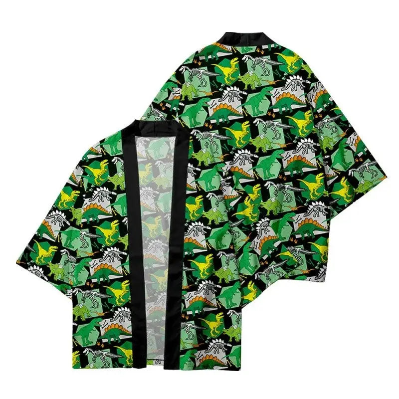 Dinosaur Cartoon Loose Kimono - KIMONO