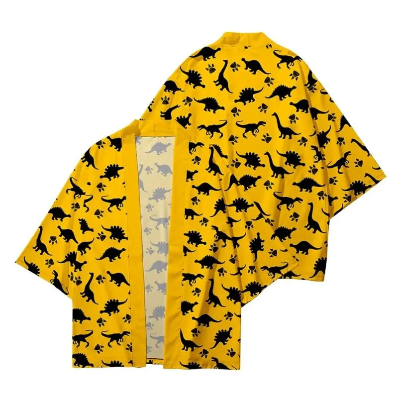 Dinosaur Cartoon Loose Kimono - KIMONO