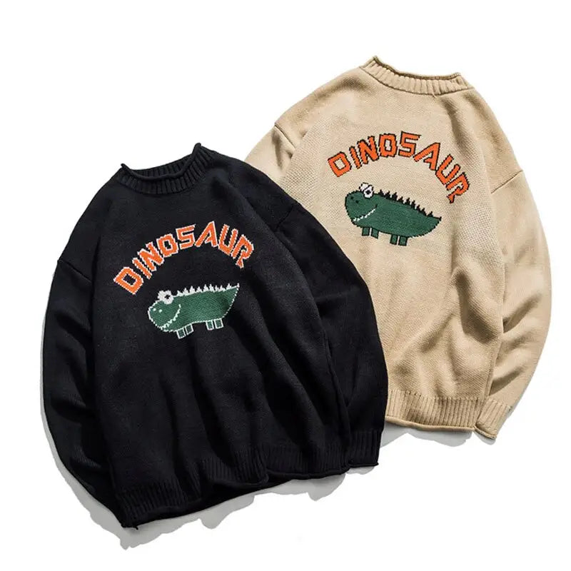 Dinosaur Knitted Oversize Sweatshirt for Casual Wear