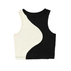 Divided Color Tank Top - Black-1 / S