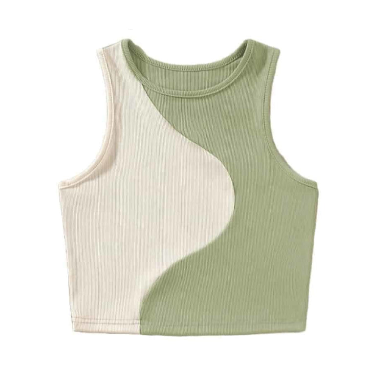 Divided Color Tank Top - Light Green / S