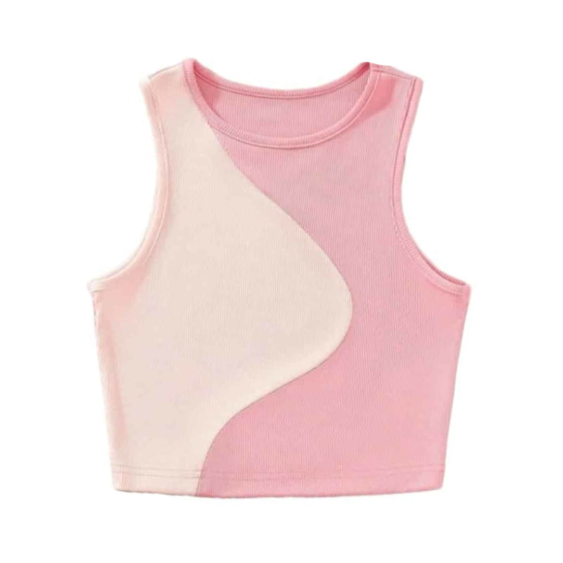 Divided Color Tank Top - Pink / S