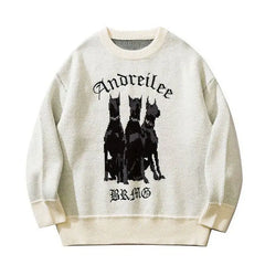 Doberman Oversize Knitted Sweater - White / M