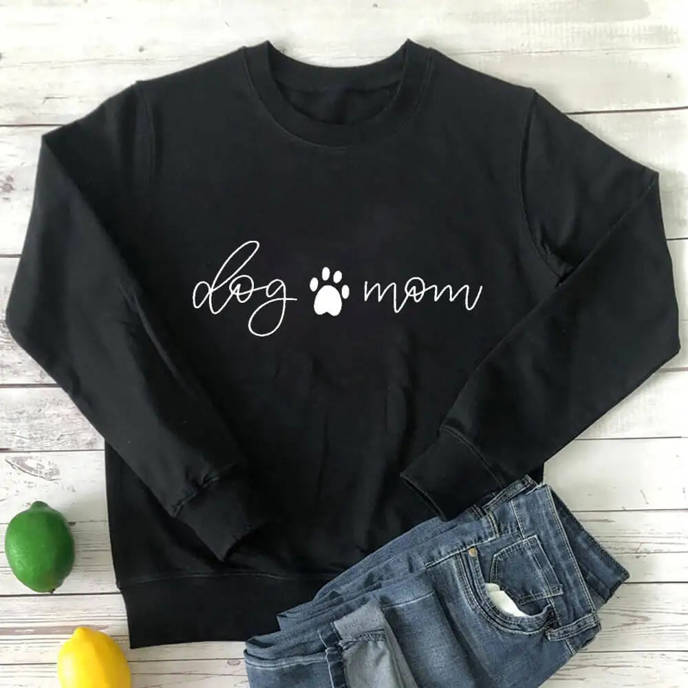 Dog Mom Vegan-Friendly Sweatshirt for Everyday Wear Black